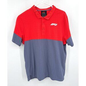 Formula 1 F1 Red Gray Polo Mens Sz XL